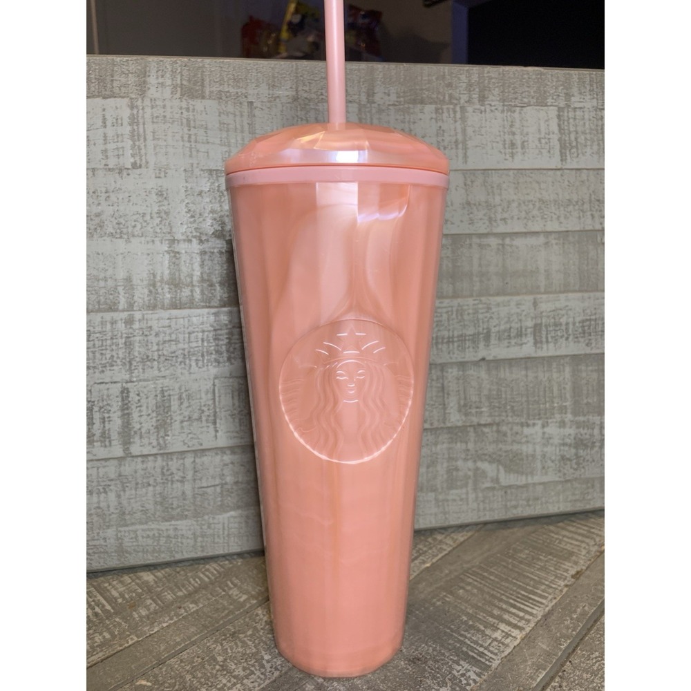 Starbucks‎ 24oz Peach Dome Lid Cold Cup Tumbler with Straw Summer 2021